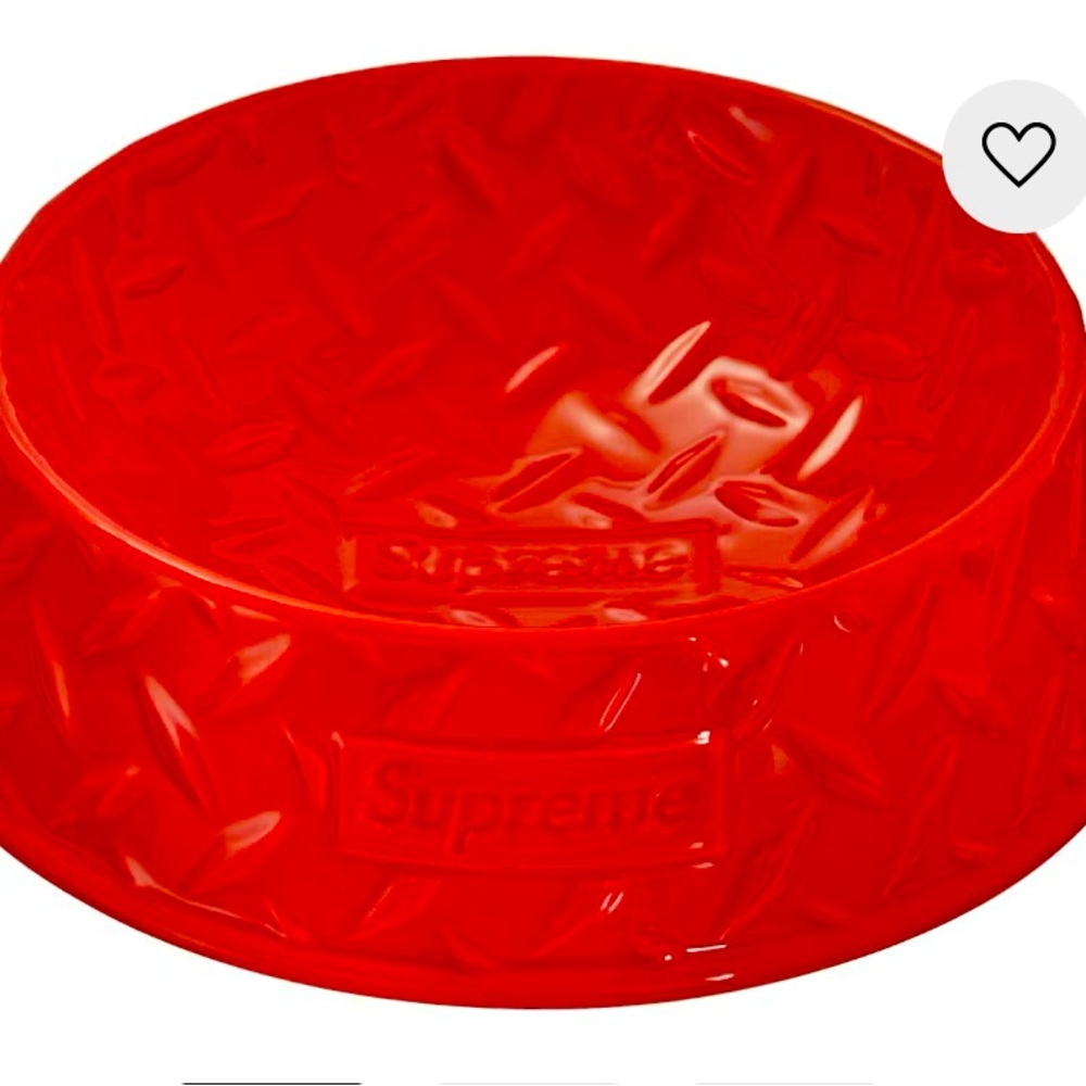 Supreme dog bowl red Diamond plate ceramic new, authentic